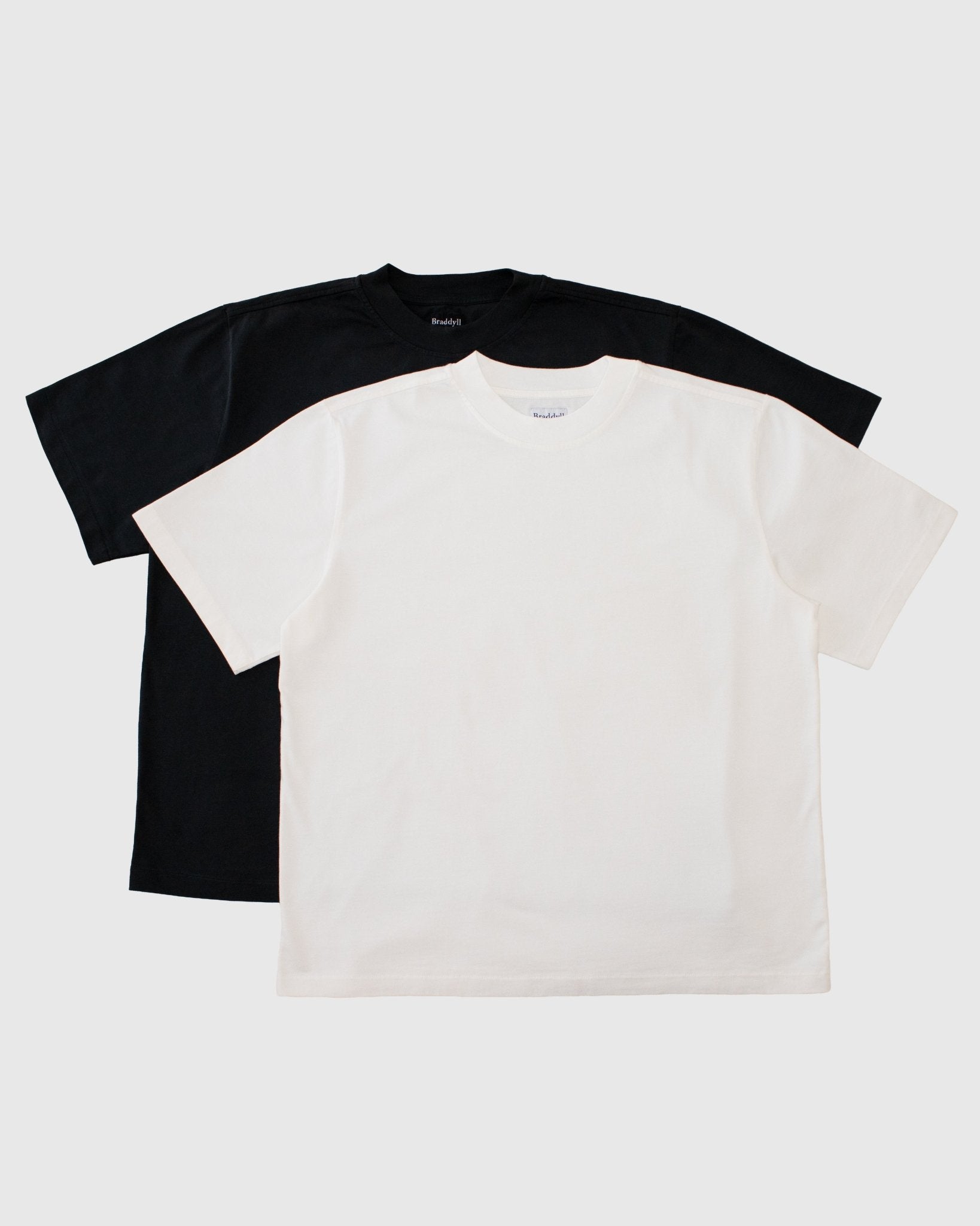 Oversized cropped t-shirts by Braddyll in black and white 200 GSM cotton